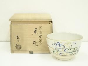 京焼　加藤松香造　古清水流水絵茶碗（共箱）